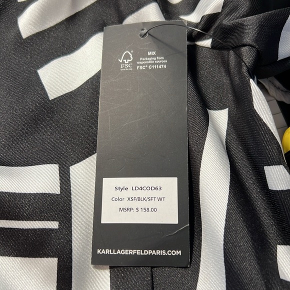 Karl Lagerfeld NWT Size 2 Black White Short Sleeve Ruffle Hem Mini Dress  (0483) - Picture 12 of 14